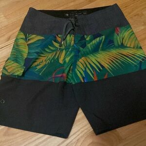 Ocean Current Palm print Board Shorts Men’s Sz 34 lace up front Beach Swim Surf